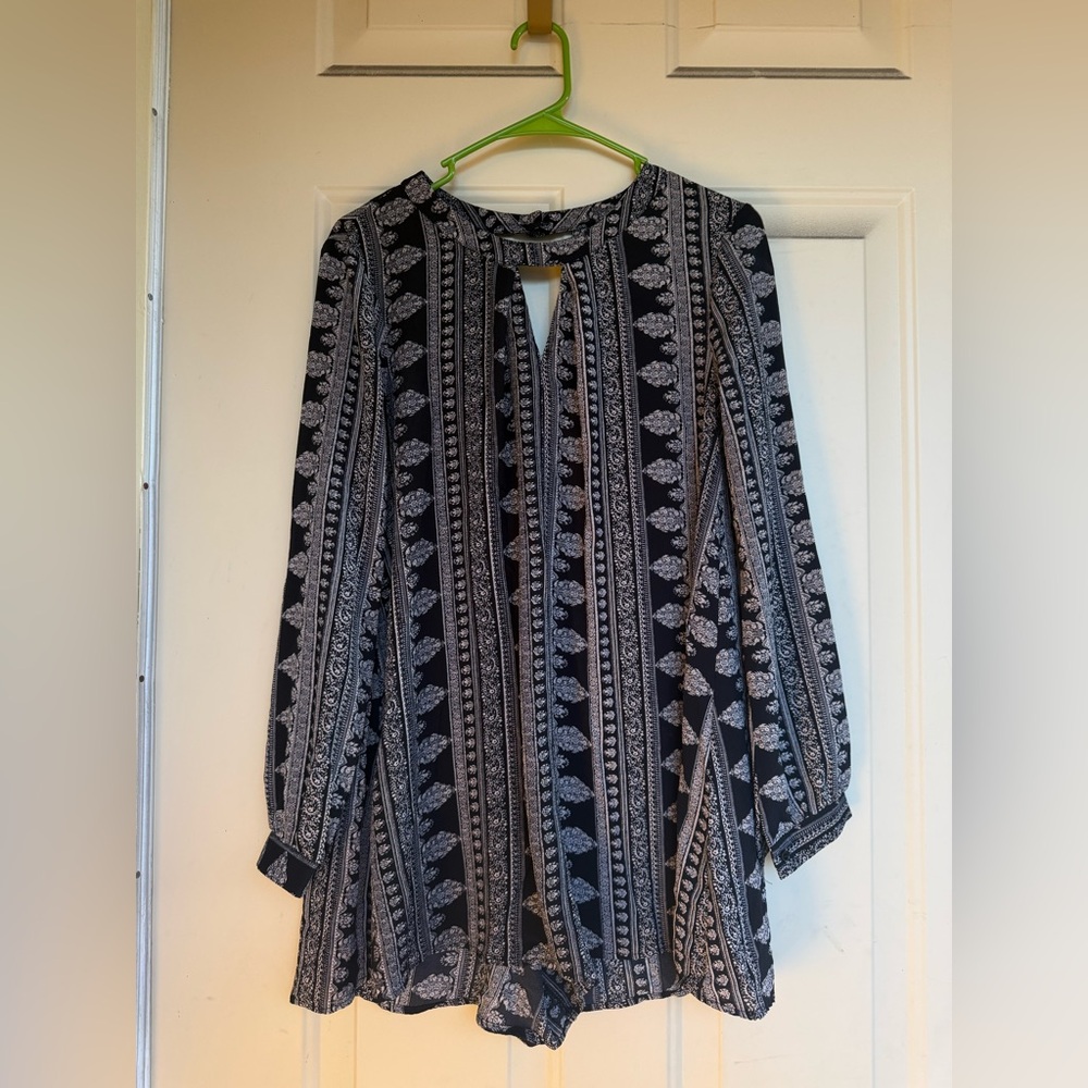 Astr Black and White Patterned Romper